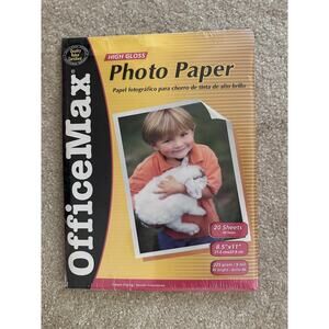OfficeMax High Gloss Photo Paper 8.5x11 96 Bright 20 Sheets NEW